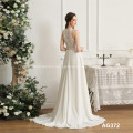 New modern round neck sleeveless tulle fabric ladies elegant lace bulk wedding dresses